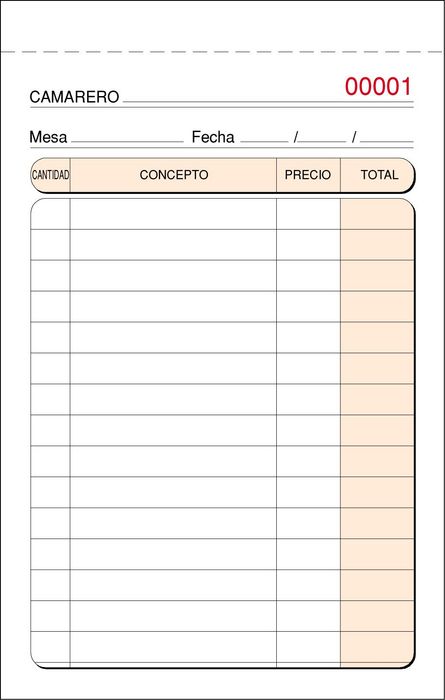 TALONARIO CAMARERO DUPLICADO AUTOCOPIANTE T-140 N BOLSILLO | 10 UNIDADES | (LOAN INDUSTRIAS GRAFICAS)