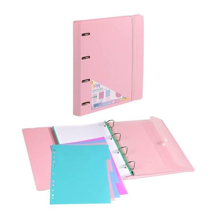 CARPEBLOC FOAM 4 ANILLAS 35MM SOFT PP 100H 4SEP SOBRE ROSA | 1 UNIDADES | (CARCHIDEA, S,L,)