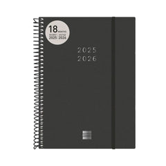 AGENDA ESCOLAR ESPIRAL 18 MESES E10 155X212 SVH 25-26 NEGRO | FINOCAM