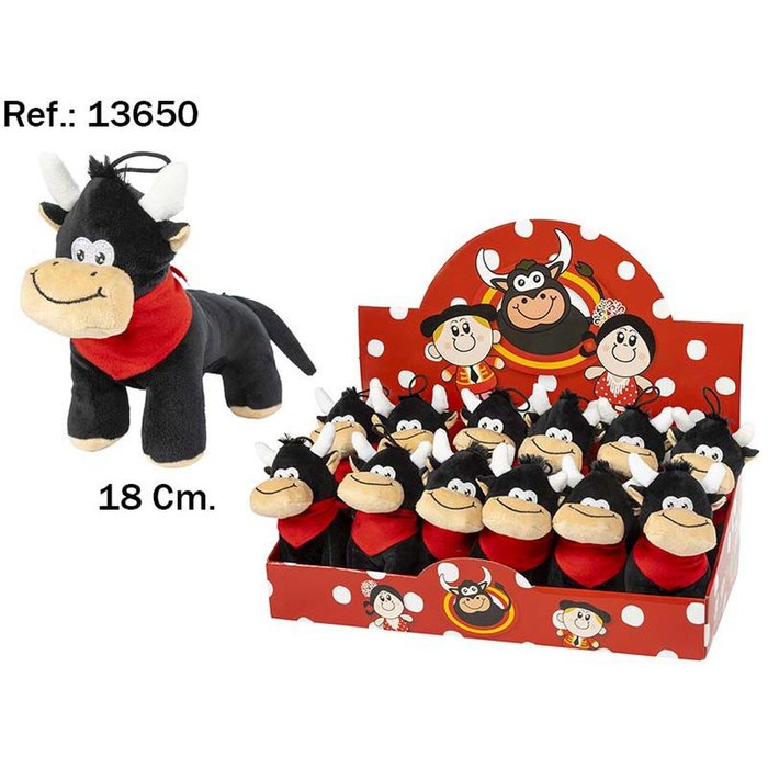 EXPOSITOR 12 TOROS GUAPOS CON PAÑUELO 18CM | PELUCHES ARTESANIA BEATRIZ | ENVASE 12 UDS. UNIDAD | 8423143136504
