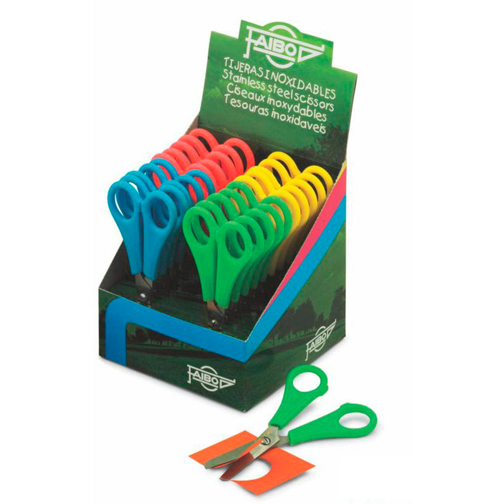 EXPOSITOR 20 TIJERAS ESCOLAR FAIBO TE13E 13CM | 20 UNIDADES | (FAIBO)