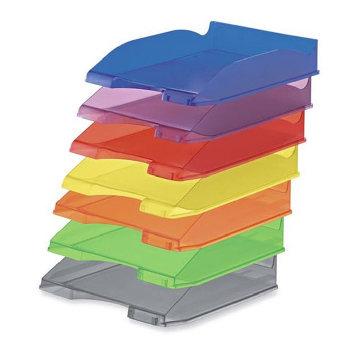 CAJA 10 BANDEJAS DE PLASTICO COLORES TRANSLUCIDOS SURTIDOS | 10 UNIDADES | (FAIBO)