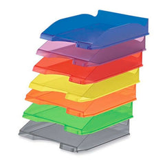 CAJA 10 BANDEJAS DE PLASTICO COLORES TRANSLUCIDOS SURTIDOS | 10 UNIDADES | (FAIBO)