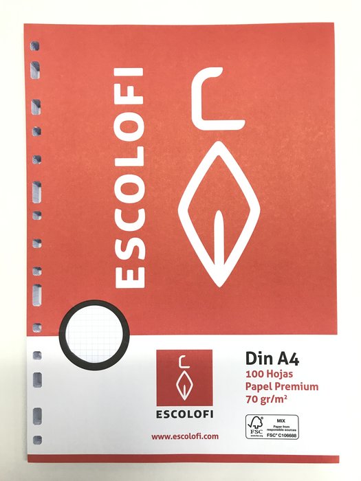RECAMBIO A4 100H 70G CUADRO 4MM ESCOLOFI | 1 UNIDADES | (ESCOLOFI)
