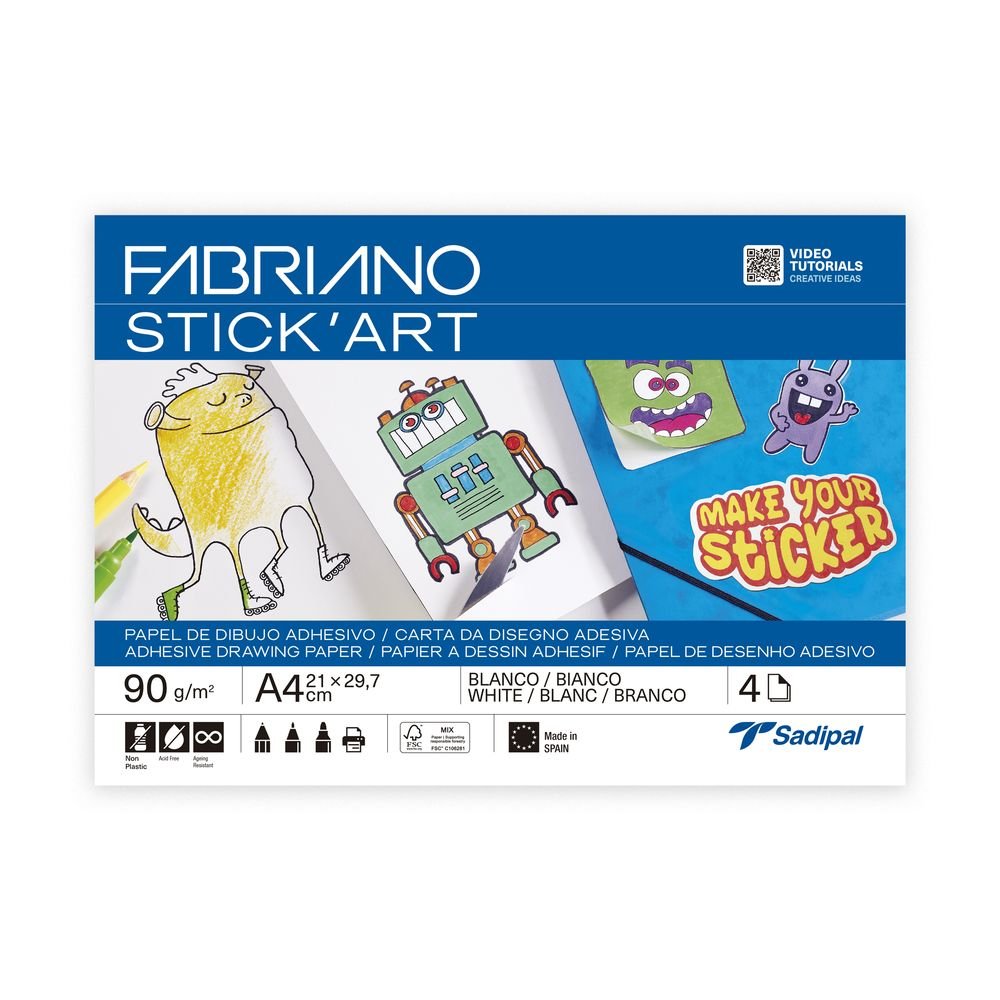 PAPEL DIBUJO SOBRE A4 STICK ART ADHESIVO | 1 UNIDADES | (SADIPAL)