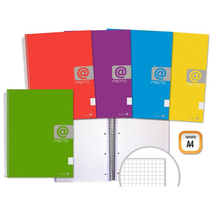 Bloc Espiral Estándar Liso 160H 90g | Poessa Golden | Cartón | Formato Estándar | Pack 5 Unidades