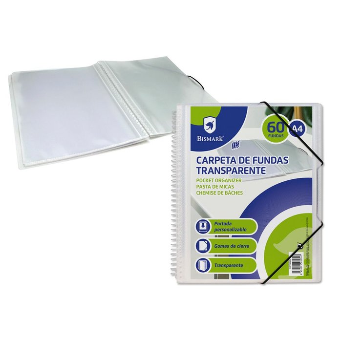 CARPETA PP ESPIRAL 60 FUNDAS TRANSP, | 6 UNIDADES | (POESSA BISMARK BASICO)