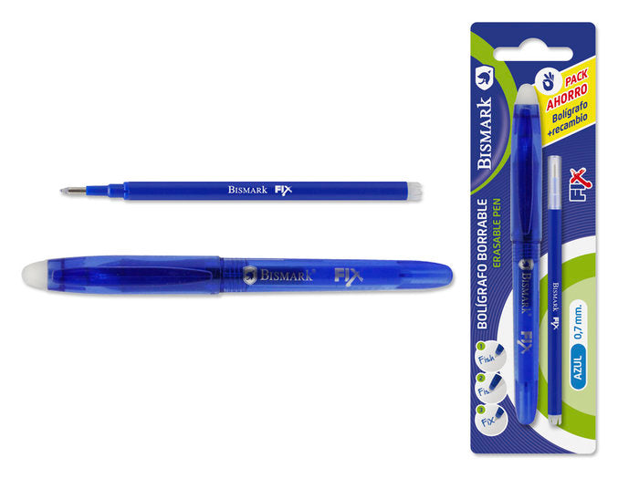 BOLIGRAFO BORRABLE CON CAPUCHON +RECAMBIO AZUL | 12 UNIDADES | (POESSA BISMARK BASICO)