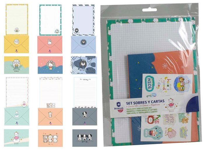 SET SOBRES Y CARTAS KAWAII | 24 UNIDADES | (POESSA BISMARK REGALO)