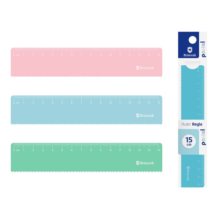 REGLA PASTEL 15CM SURTIDAS | 24 UNIDADES | (POESSA BISMARK BASICO)