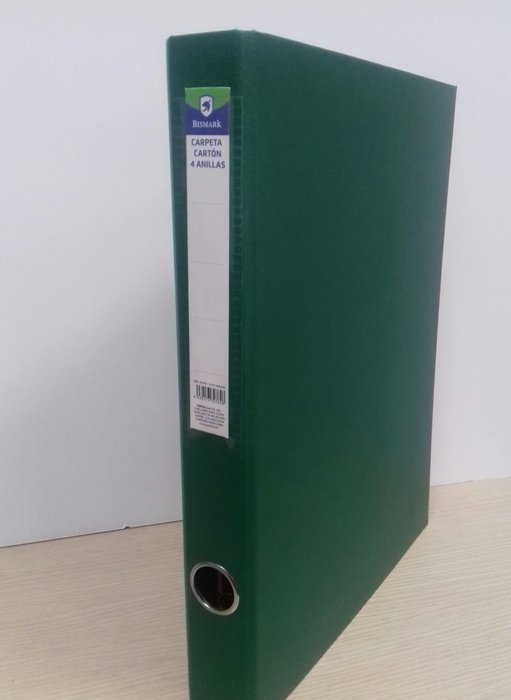 CARPETA CARTON FOLIO 4 ANILLAS 25MM VERDE | 1 UNIDADES | (POESSA BISMARK BASICO)