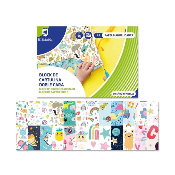 BLOC DE CARTULINAS 24H DOBLE CARA DISEÑO INFANTIL | 24 UNIDADES | (POESSA BISMARK REGALO)