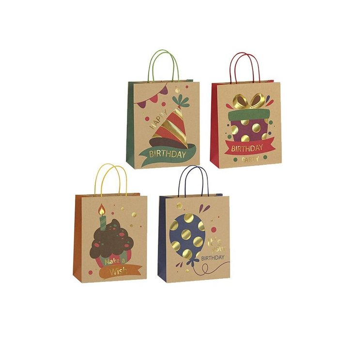 BOLSA KRAFT REGALO HAPPY BIRTDAY UV | POESSA BISMARK GIFT | ENVASE 12 UDS. UNIDAD | 18430173332148