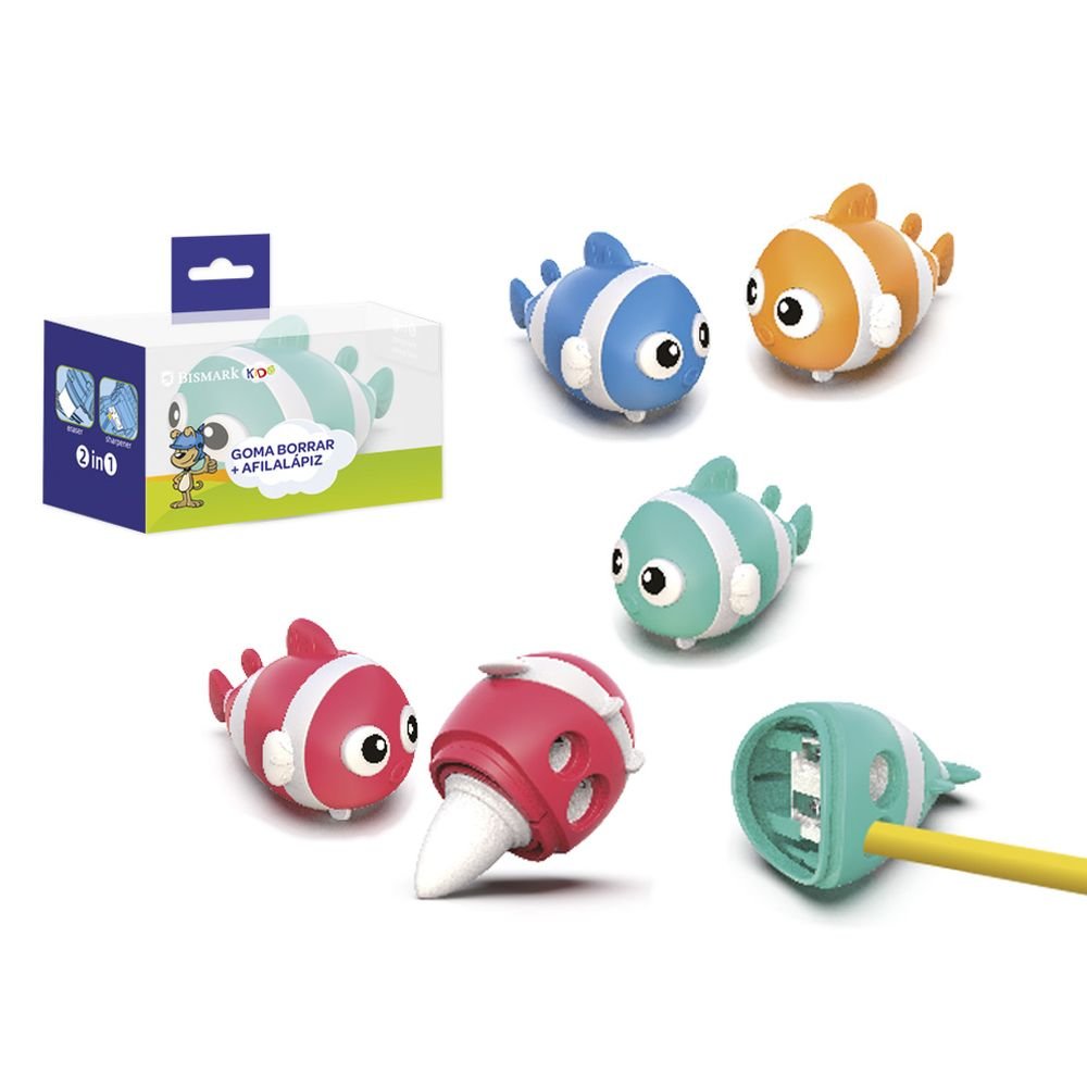 GOMA BORRAR + AFILALAPIZ PECECITO | 16 UNIDADES | (POESSA BISMARK KIDS)