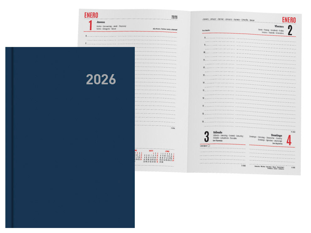 AGENDA ANUAL 2026 PARIS DIA PAGINA 15X21 AZUL | INGRAF AGENDAS
