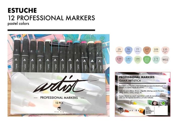 ESTUCHE 12 ROTULADORES GAMA ARTIST COLORES PASTEL | ROYMART