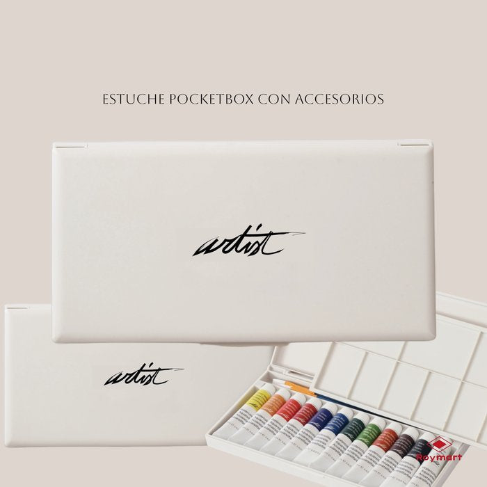 ESTUCHE 15 PIEZAS POCKETBOX METALLIC ACRYLIC 12 ML | ROYMART
