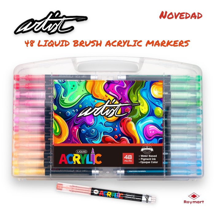 ESTUCHE MALETIN ACRILICOS REAL BRUSH 48 COLORES | ROYMART