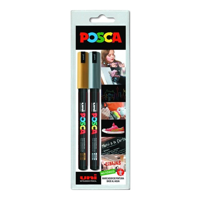 Blister Marcador Posca Pc-1Mr Oro/Plata | Posca | Pack 1 Unidades