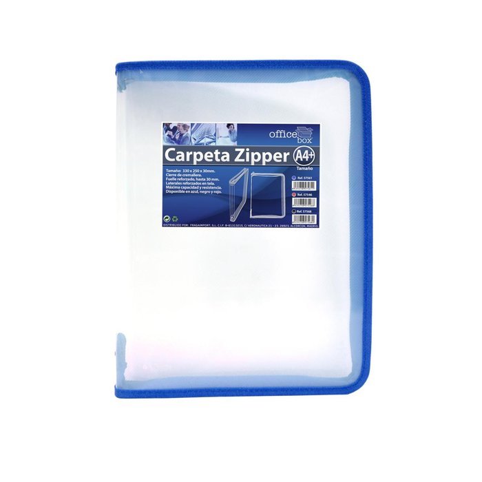 CARPETA A4+ PP CON CREMALLERA ZIPPER AZUL | 1 UNIDADES | (FRAGA)