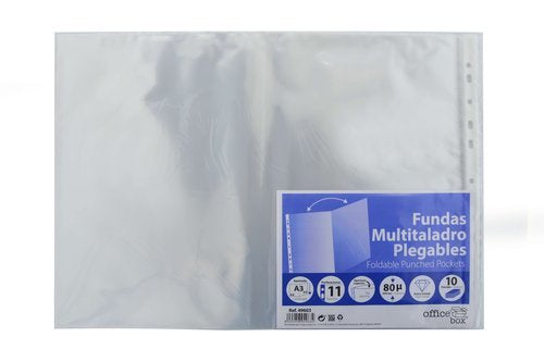 FUNDAS MULTITALADRO APAISADA PLEGABLE TAMAÑO A3 | 10 UNIDADES | (FRAGA)