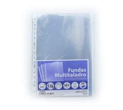 BOLSA 10 FUNDAS CRISTAL MULTITALADRO TAMAÑO FOLIO 80 MICRAS | 10 UNIDADES | (FRAGA)