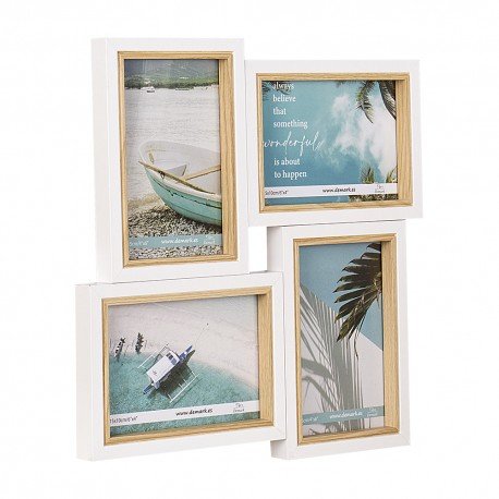 MARCO MULTIPLE DE MADERA PARA PARED PARA 4 FOTOS 10X15 CM | 1 UNIDADES | (DEMARK)
