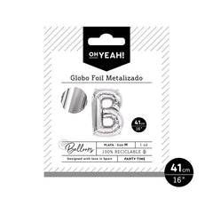 GLOBO POLIAMIDA LETRA B 41CM-16 PLATA METALIZADO 1 UD | AMBER MOOD OH YEAH | 1 UNIDAD | 8435557703944