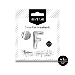 GLOBO POLIAMIDA LETRA F 41CM-16 PLATA METALIZADO 1 UD | AMBER MOOD OH YEAH | 1 UNIDAD | 8435557703982