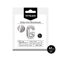 GLOBO POLIAMIDA LETRA G 41CM-16 PLATA METALIZADO 1 UD | AMBER MOOD OH YEAH | 1 UNIDAD | 8435557703999