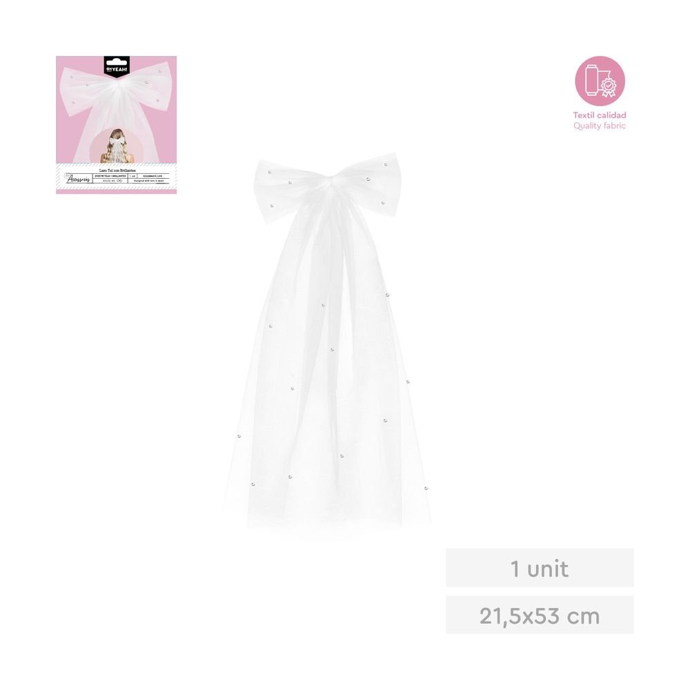 LAZO PARA EL PELO TUL BLANCO BRIDE 21X55CM 1 UD | AMBER MOOD OH YEAH | 1 UNIDAD | 8435557724499