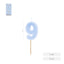 Vela Nº9 Borde Relieve Azul 6 cm Amber Mood Oh Yeah