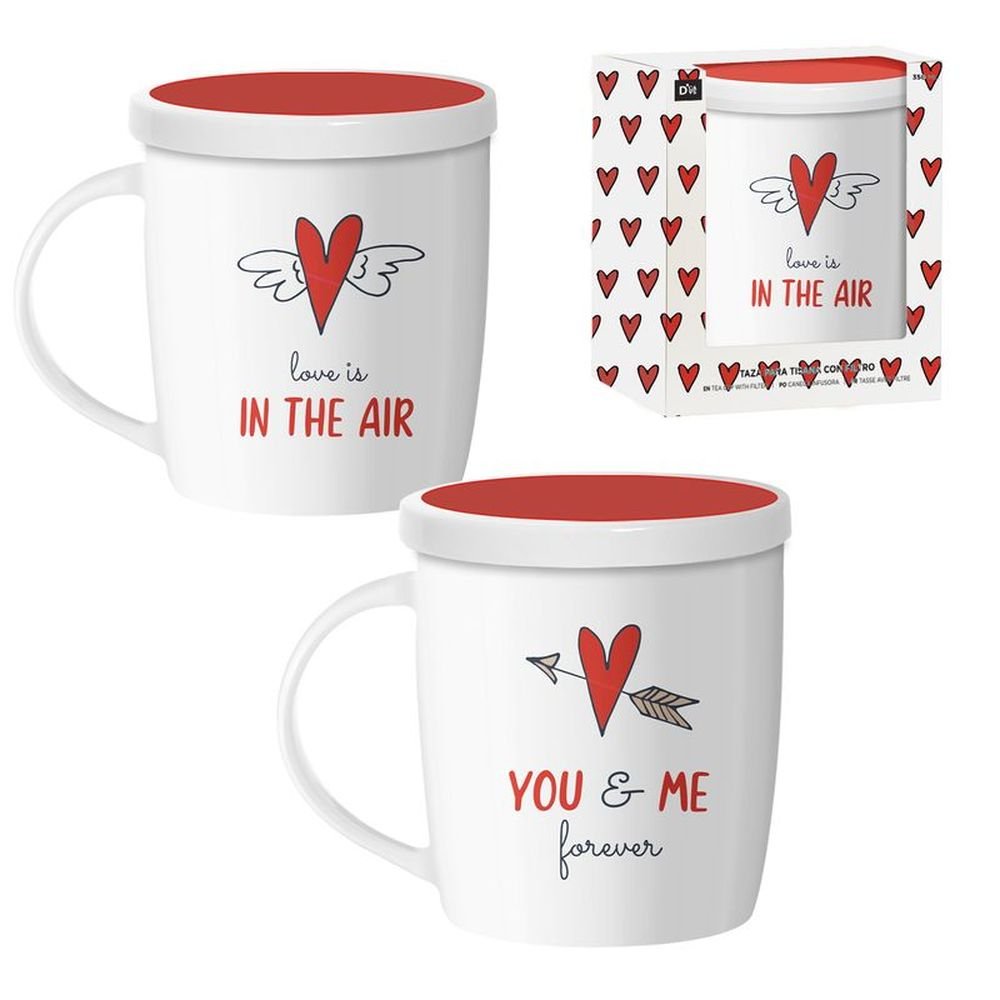 TAZA 350ML CON TAPA Y FILTRO LOVE SURTIDAS | DCASA | 1 UNIDAD | 8435683255164