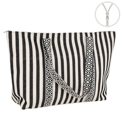 BOLSO RAYAS CON CREMALLERA DETALLE CINTA NEGRO | DCASA | 1 UNIDAD | 8435683273113