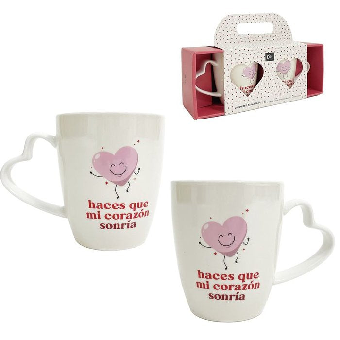 JUEGO DE 2 TAZAS 384ML AMOR | DCASA | 1 UNIDAD | 8435683288445