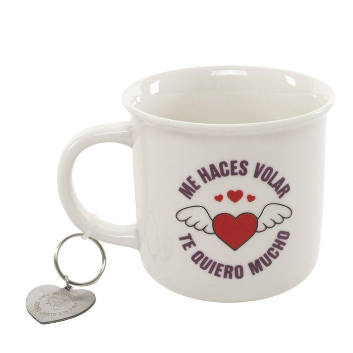 TAZA DE 330ML CON LLAVERO AMOR | DCASA | 1 UNIDAD | 8435683289411