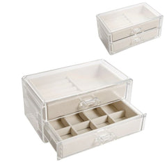 JOYERO 2 CAJONES TERCIOPELO NATURAL | DCASA | 1 UNIDAD | 8435794612689