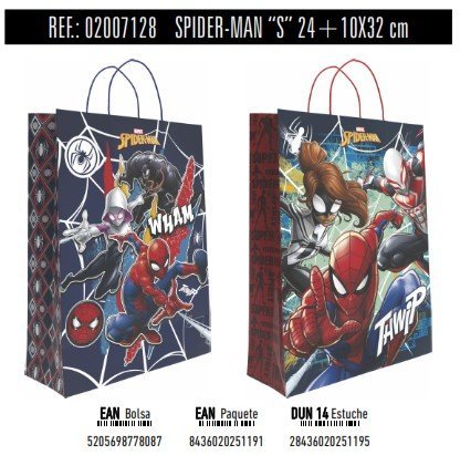 BOLSA REGALO PAPEL SPIDERMAN DISNEY 10X24X32 ASA RETORCIDA | ANDINA | 1 UNIDAD | 8436020251191