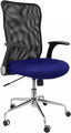 Silla con ruedas oficina Piqueras y Crespo respaldo malla azul