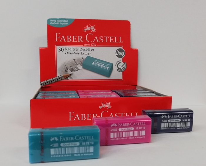 GOMA FABER DUST FREE COLORES SURTIDOS 187219 | 30 UNIDADES | (FABER CASTELL)