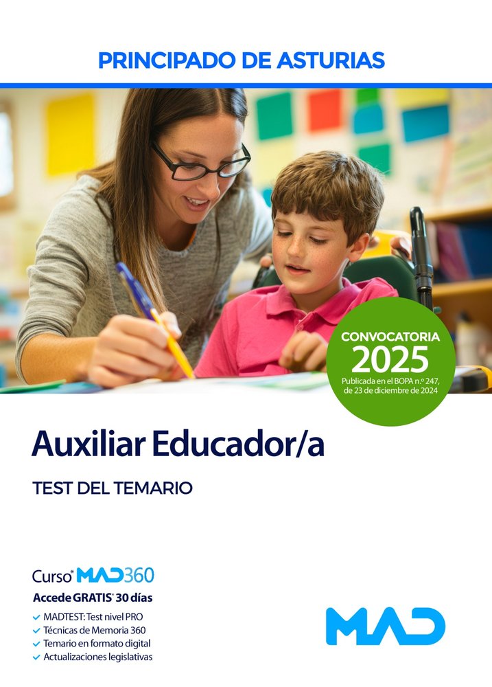 AUXILIAR EDUCADOR/A TEST DEL TEMARIO PRINCIPADO DE ASTURIAS | AA,VV | MAD | 9788414291849