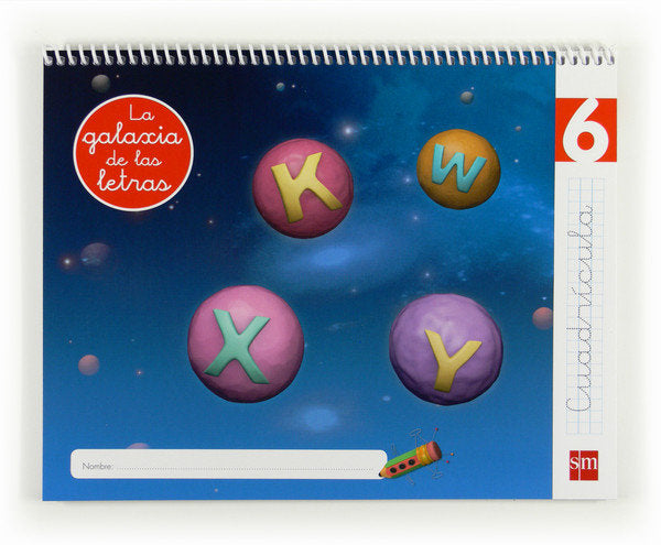 LECTOESCRITURA 5AÑOS GALAXIA 6 CUADRICULA 12 LETRASMLEN05EI | AA,VV | 9788467554779 (Sm)