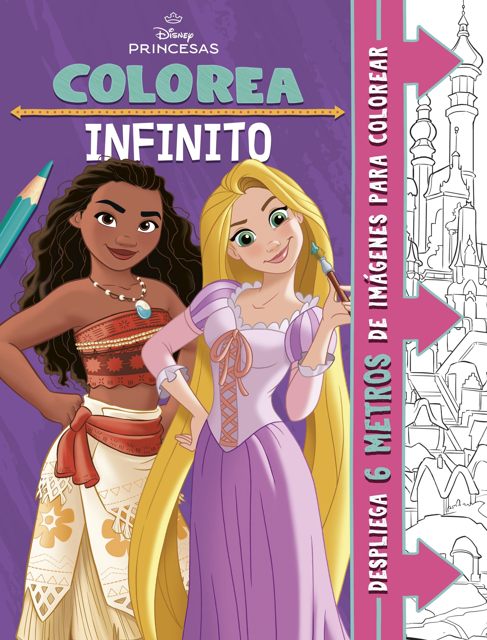 Princesas. Colorea infinito: 6 metros de imágenes para colorear. Disney (Libros Disney) 9788410029255
