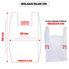 ✅ BOLSA CAMISETA 35X50 70% RECICLADO 1 KG