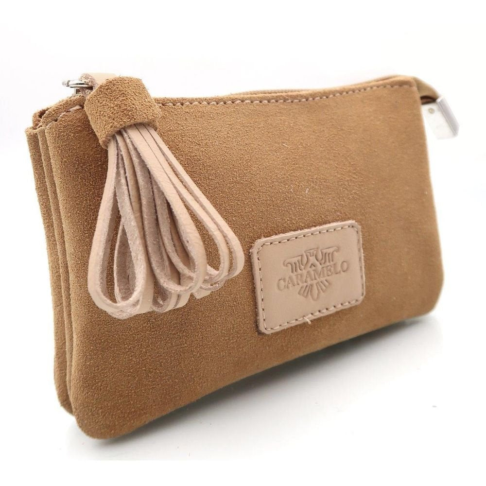Monedero piel serraje Camel CARAMELO