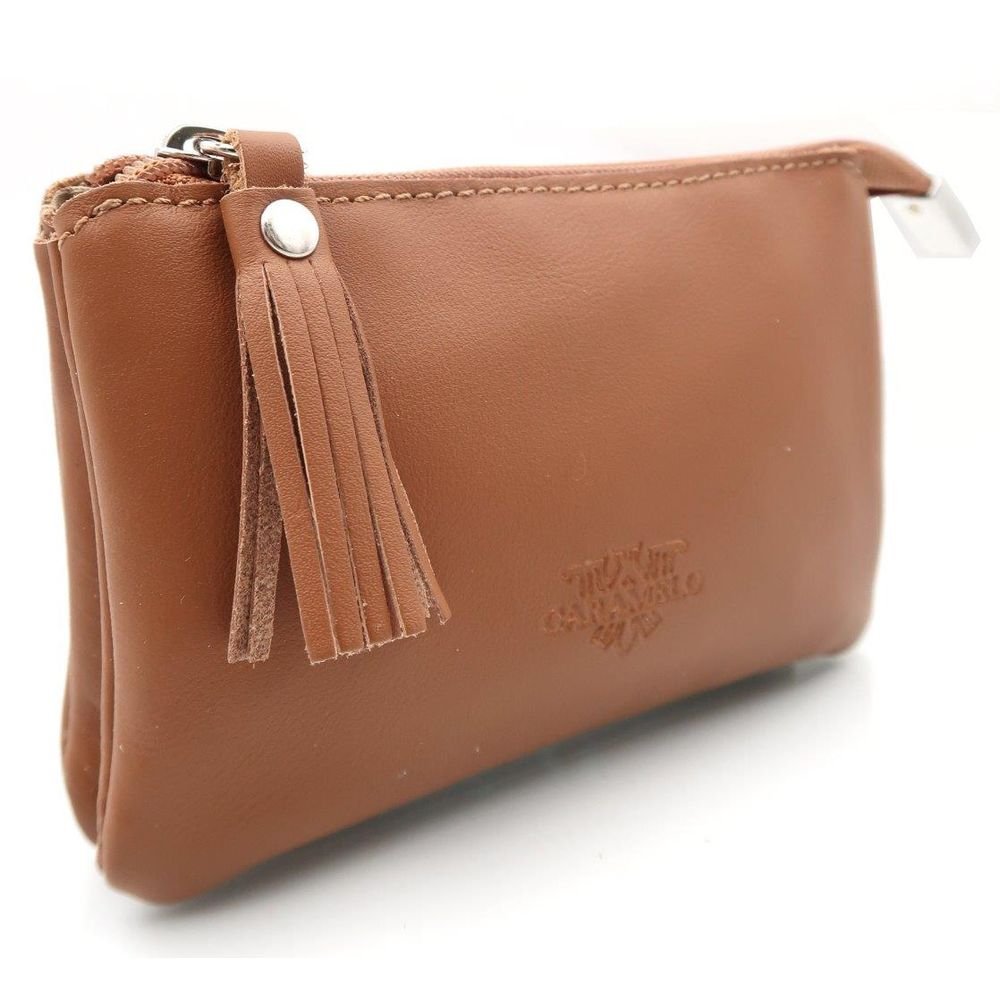 Monedero piel Napa Cuero Caramelo 14,5x4,5x9,5 cm Imagen principal del producto