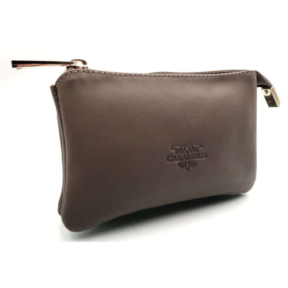 Monedero Piel Napa Taupe Caramelo 15x4,5x10cm