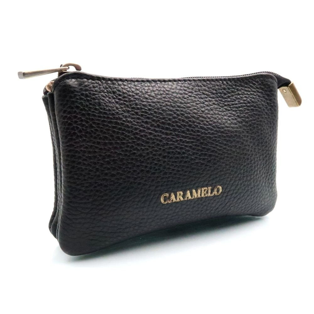 Monedero Piel Dolaro Negro Caramelo 15x4,5x10cm