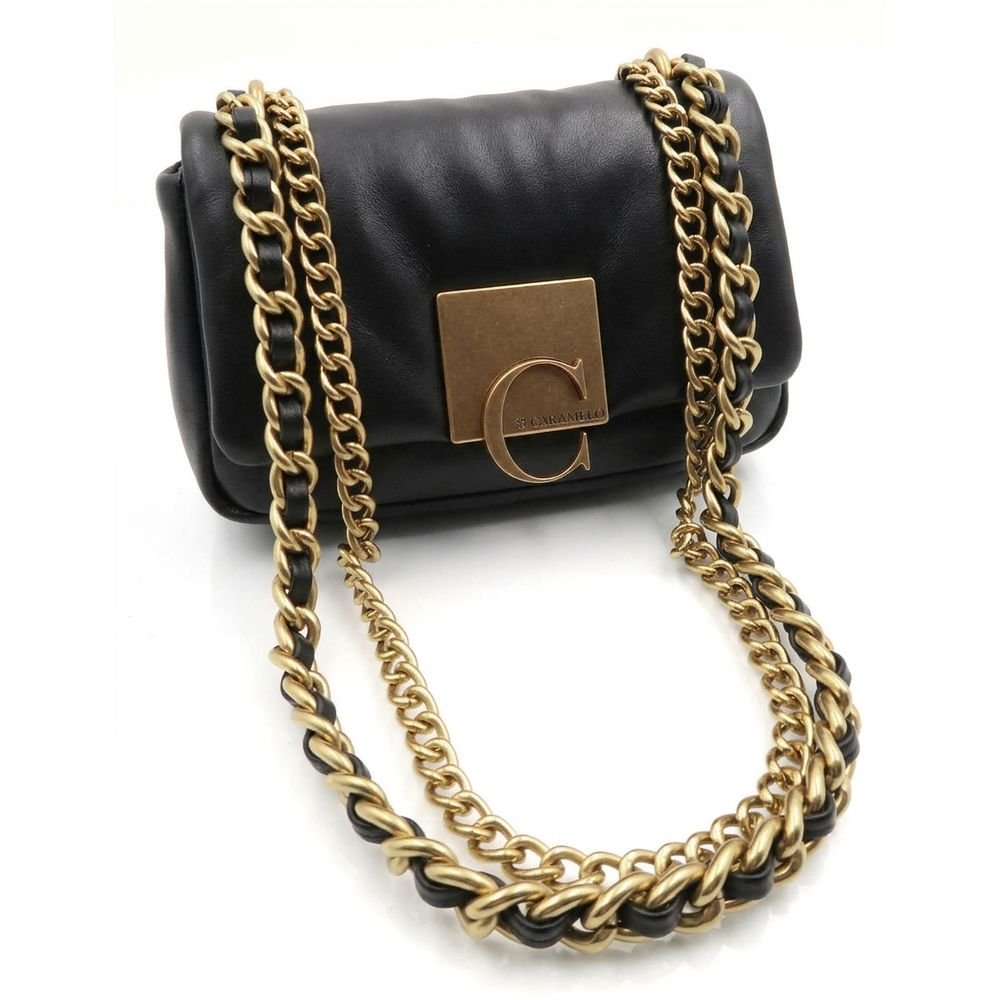 Bolso Caramelo PU negro diseño 20x7x13cm