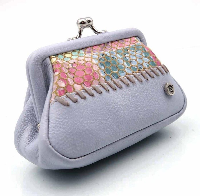 Monedero piel con cierre boquilla Baldosa Caramelo 12x7 cm azul Imagen principal del producto